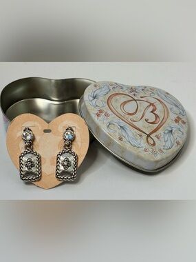 BRIGHTON GALADRIEL SILVER TONE/CRYSTALS DANGLE EARRINGS
